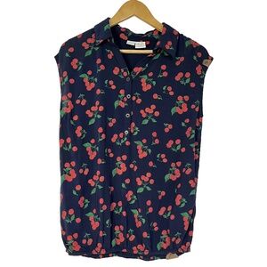 Cherry Print Sleeveless Blouse